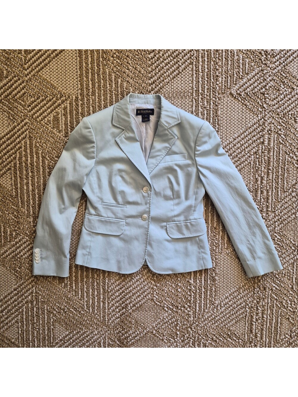 Brooks Brothers Women's  Light Blue Two Button Blazer Jacket Sport Coat 2 Petite